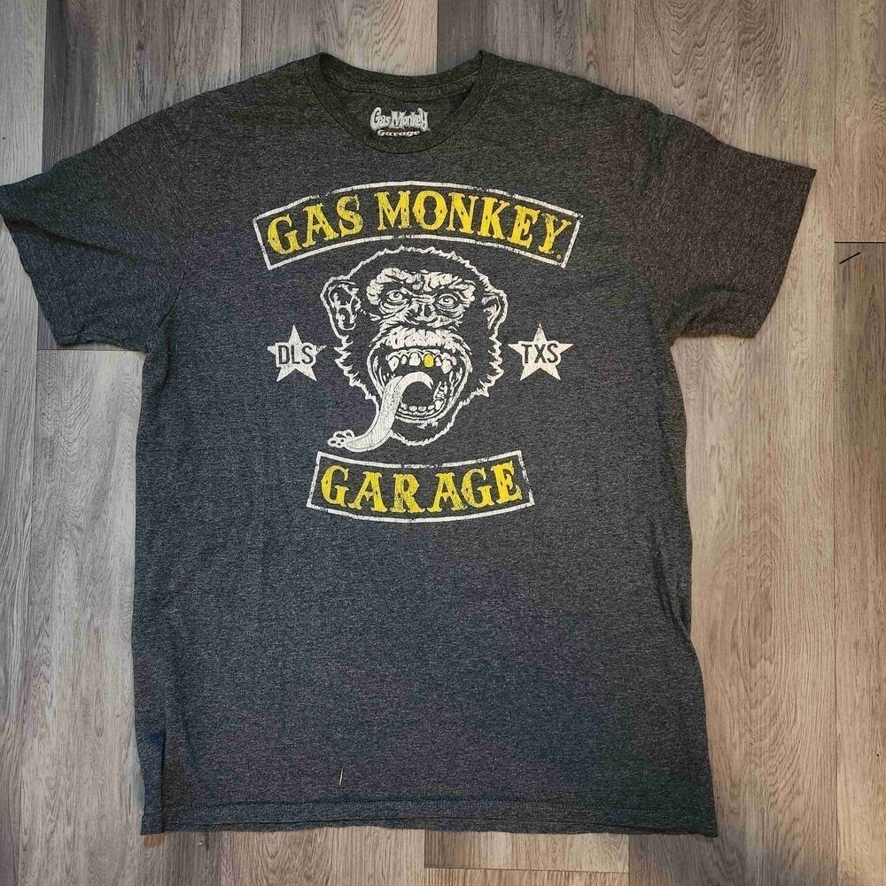 Gas Monkey Garage Gray Graphic Print T-Shirt Large